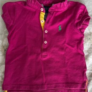 Ralph Lauren Pink and Yellow Polo Shirt Classic Cotton Pique